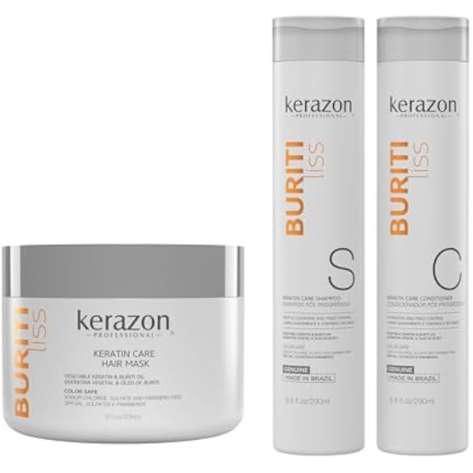 Kerazon Sulfate Free Anti Frizz Color Safe Keratin Care Bundle