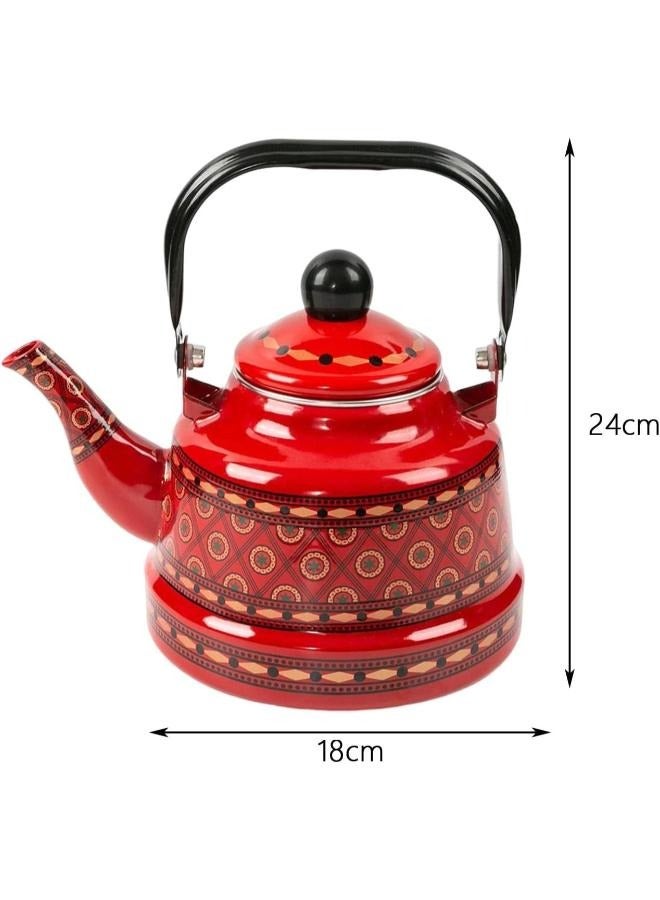 2.5L Enameled Tea Kettle Tea Pot Glazed Portable Stovetop for Home - Image 2