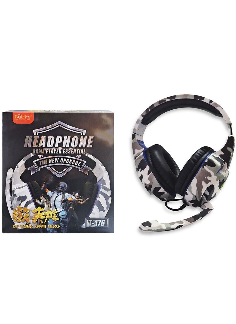 Generic - Multi-Platform Gaming Headset, LED with microphone and Volume controller , USB and 3.5 Input Cable , leather earmuffe compatible with all devices, comfortable fit, stereo sound, Excellent audio quality - for pc, lap top, play station , (T-176/Camouflage White) - Image 1