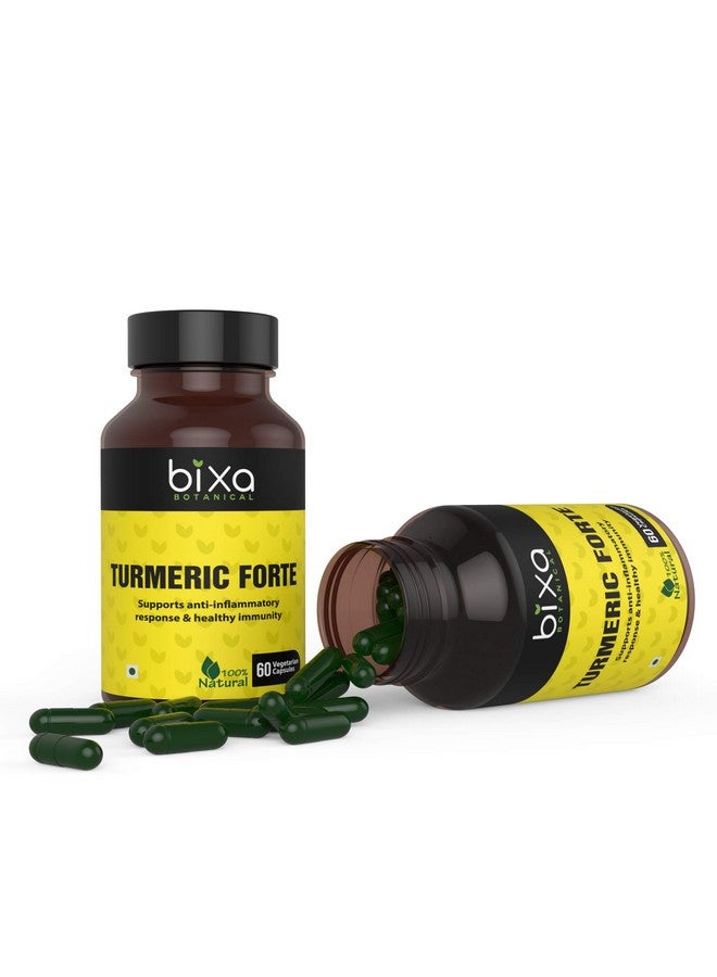 Bixa Botanical TURMERIC FORTE Curcumin Capsules with Organic pepper and Turmeric | Supports Healthy immunity 60 veg capsules (450mg) Pack of 1 - Image 1
