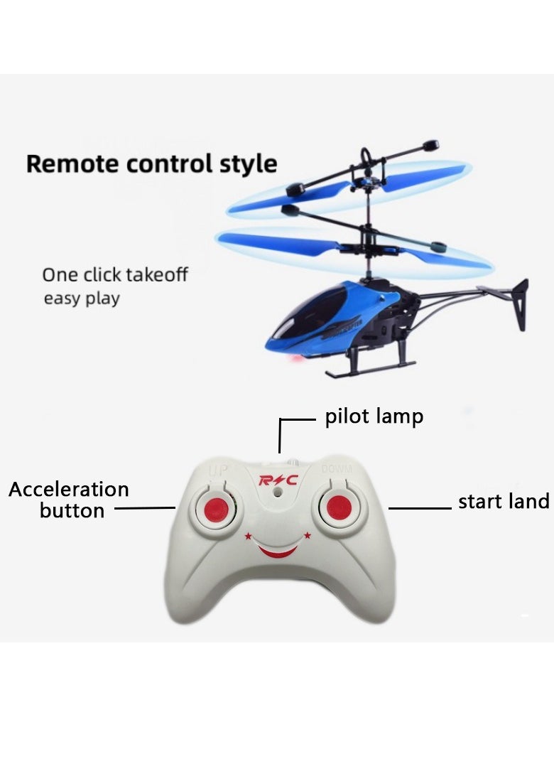 AROAQ - Rc Helicopter, Toy Helicopter With Sensor And Remote Control, Safe Fall-resistant Rechargeable Mini Rc Drone Helicopter For Children, (Blue) - Image 1