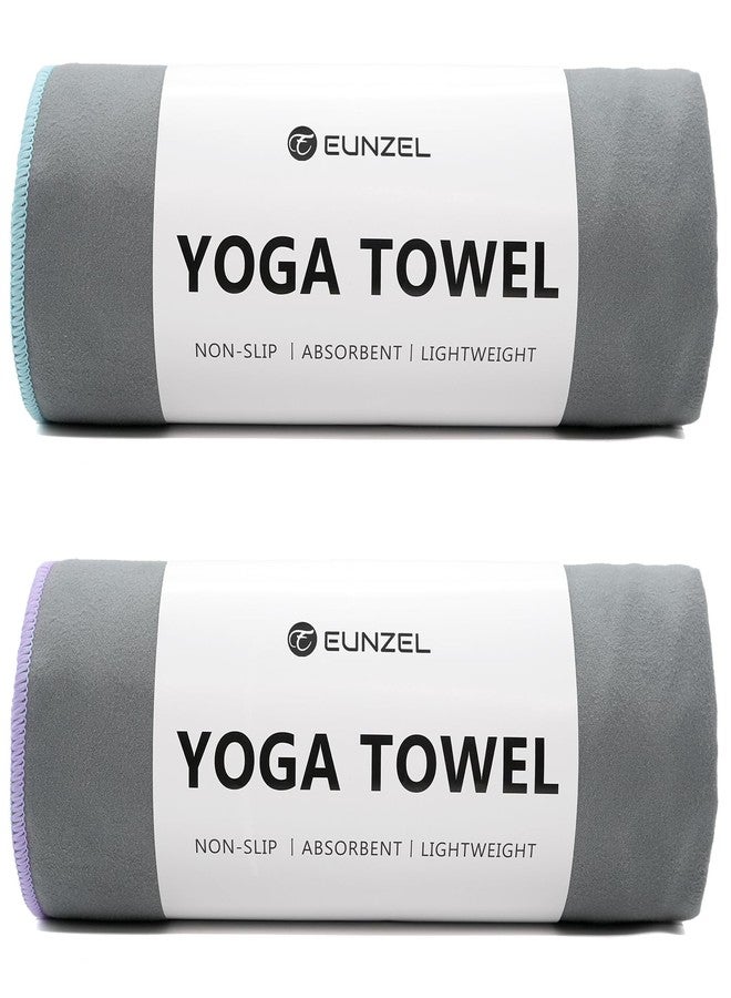 Eunzel 2 Pack Hot Yoga Towel Non-Slip Yoga Mat Towel Ultra-Absorbent Microfiber Towel for Hot Yoga, Pilates，Bikram and Workout 26.5"x 72", Gray - Image 1