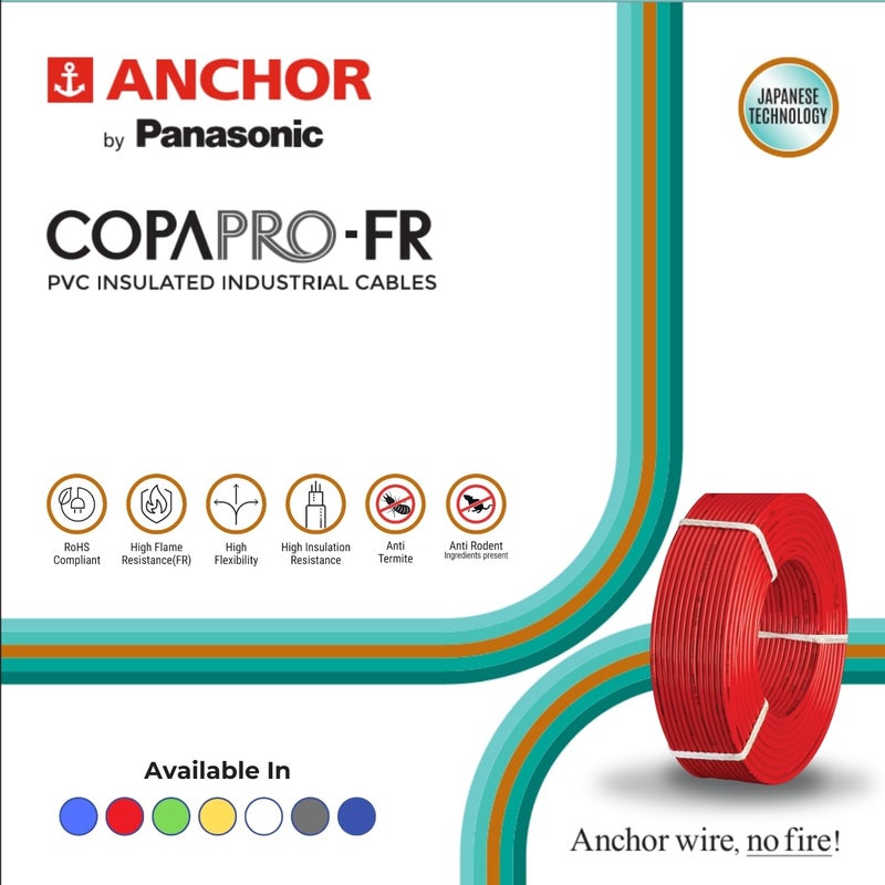 Anchor Anchor by Panasonic 075 mm COPAPro FR Electrical Wire 90 Meter Fire Resistant Single Core PVC insulated Pure Copper Wire Anti Rodent Anti Termite Flexible Wire for Connections YELLOW 96137YW  - Image 5