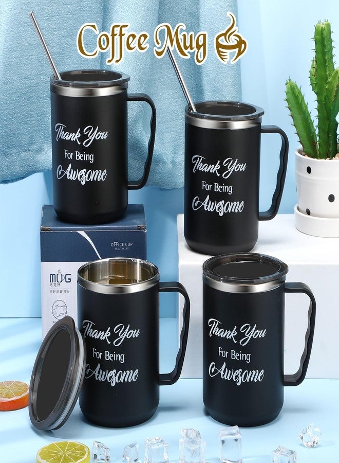 Inbagi 4 Sets Thank You Cups Bulk 17 oz Black Thank You for Being Awesome Tumblers with Lid Handle Inspirational Coffee Mugs Employee Appreciation Gifts for Teachers Volunteer Nurse Students - Image 4