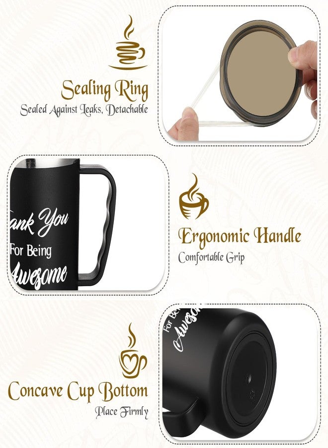 Inbagi 4 Sets Thank You Cups Bulk 17 oz Black Thank You for Being Awesome Tumblers with Lid Handle Inspirational Coffee Mugs Employee Appreciation Gifts for Teachers Volunteer Nurse Students - Image 3