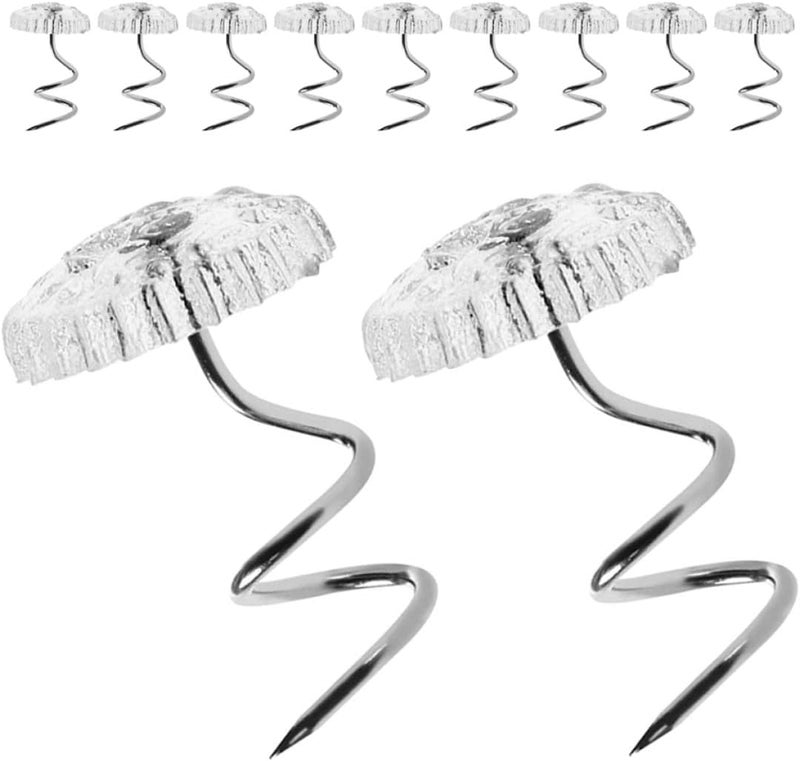 IMIKEYA 100pcs Stainless Steel Spiral Bed Skirt Pins for Sofa Covers and Upholstery, Head Seamless Sheet Fasteners for Furniture Decoration and Quilt Retainer - Image 1