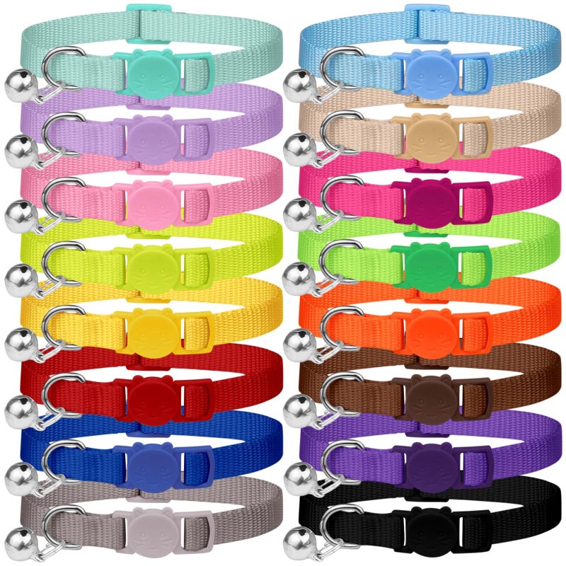 Waoduld 16 PCS Breakaway Cat Collars,Kitten Collar with Bell Cat Collars for Boy Girl Cats Breakaway Collar for Cats 6-9 Inch - Image 1