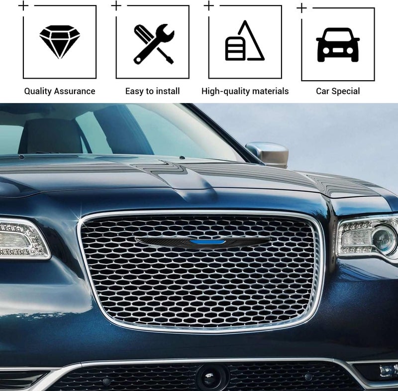 Hoolcar Front Bumper Grille Cover Molding Trim Exterior Accessories for 2015-2022 Chrysler 300, Carbon Fiber Classic trendy design picks - Image 3