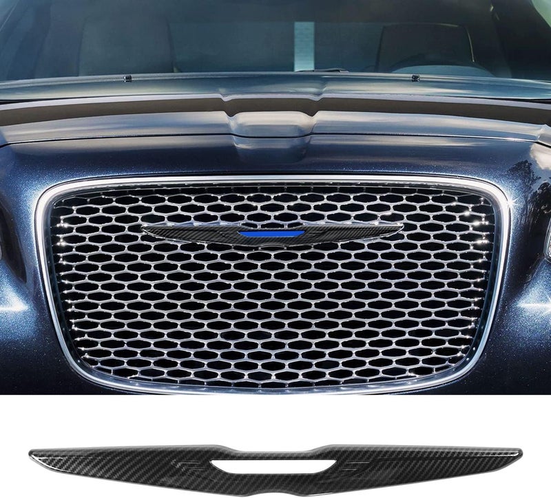 Hoolcar Front Bumper Grille Cover Molding Trim Exterior Accessories for 2015-2022 Chrysler 300, Carbon Fiber Classic trendy design picks - Image 1