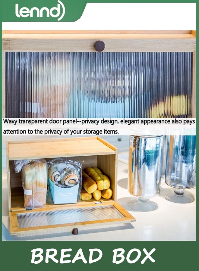 LENND Bamboo Bread Box for Kitchen Counter-Large Capacity Bread Storage Container Farmhouse Bread Box with Window Bread Holder - Image 4