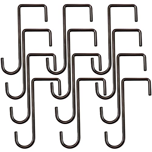 HiGift 12 Pack Vinyl Fence Hooks, 2 x 6 inch Patio Hangers Powder Coated Steel Pergola Hooks for Hanging Plants,Bird Feeders,Bird House,Outdoor String Lights,Pool Towels Equipment Tools - Brown - Image 1