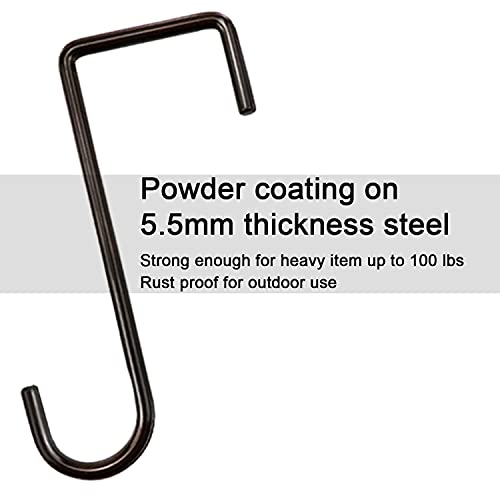 HiGift 12 Pack Vinyl Fence Hooks, 2 x 6 inch Patio Hangers Powder Coated Steel Pergola Hooks for Hanging Plants,Bird Feeders,Bird House,Outdoor String Lights,Pool Towels Equipment Tools - Brown - Image 2