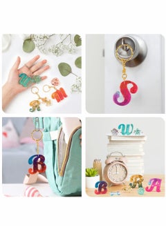 Y&D 182Pcs Silicone Alphabet Resin Molds Kit, Letter Number Epoxy Casting Keychain Making Set with 1 Hand Drill 2 Bits 30 Key Rings 100 Screw Pins  - Image 4