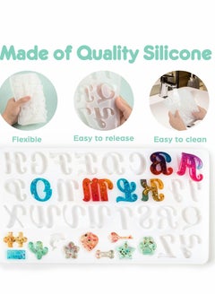 Y&D 182Pcs Silicone Alphabet Resin Molds Kit, Letter Number Epoxy Casting Keychain Making Set with 1 Hand Drill 2 Bits 30 Key Rings 100 Screw Pins  - Image 2