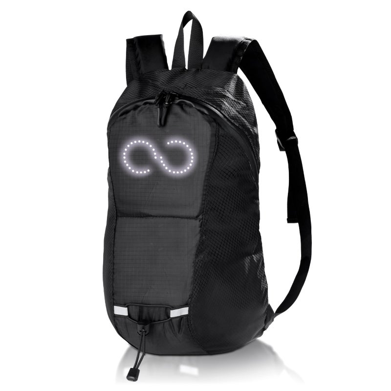 LED Backpack: Black 15L Lightweight Nylon - Sound Activated Colorful LED Display USB Rechargeable Riding Backpack for Outdoor Hiking Bike Activities - Image 1