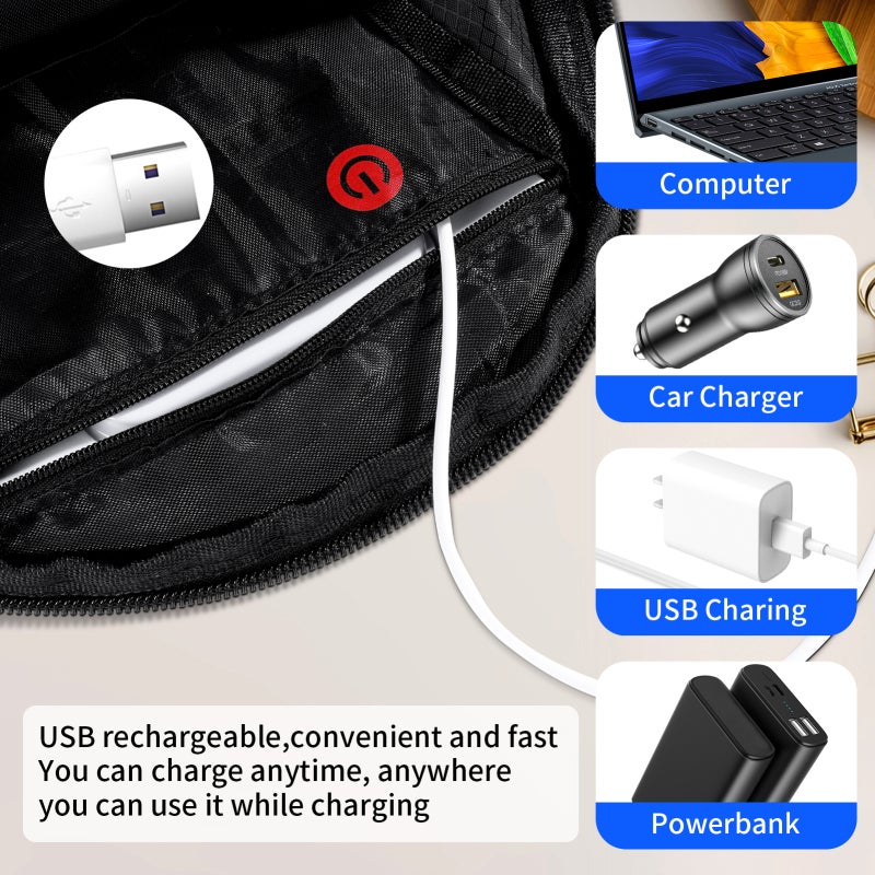 LED Backpack: Black 15L Lightweight Nylon - Sound Activated Colorful LED Display USB Rechargeable Riding Backpack for Outdoor Hiking Bike Activities - Image 5