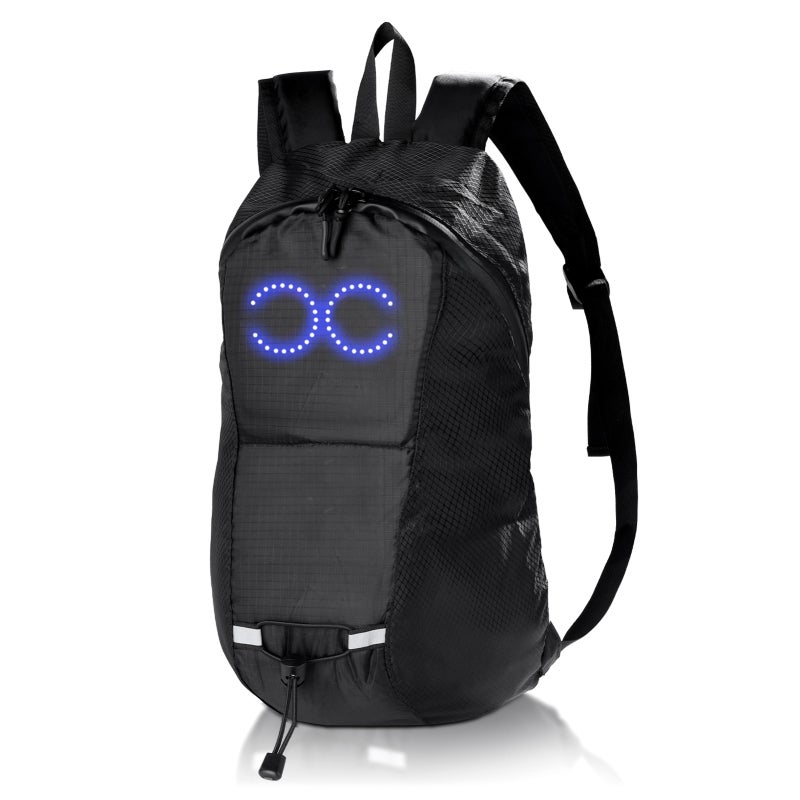 LED Backpack: Black 15L Lightweight Nylon - Sound Activated Colorful LED Display USB Rechargeable Riding Backpack for Outdoor Hiking Bike Activities - Image 2