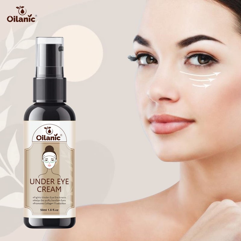 Oilanic Under eye cream for dark circles for women & men| Under eye cream for wrinkles & puffy eyes | Dark circle remover Pack of 4 of 50 ml - Image 2