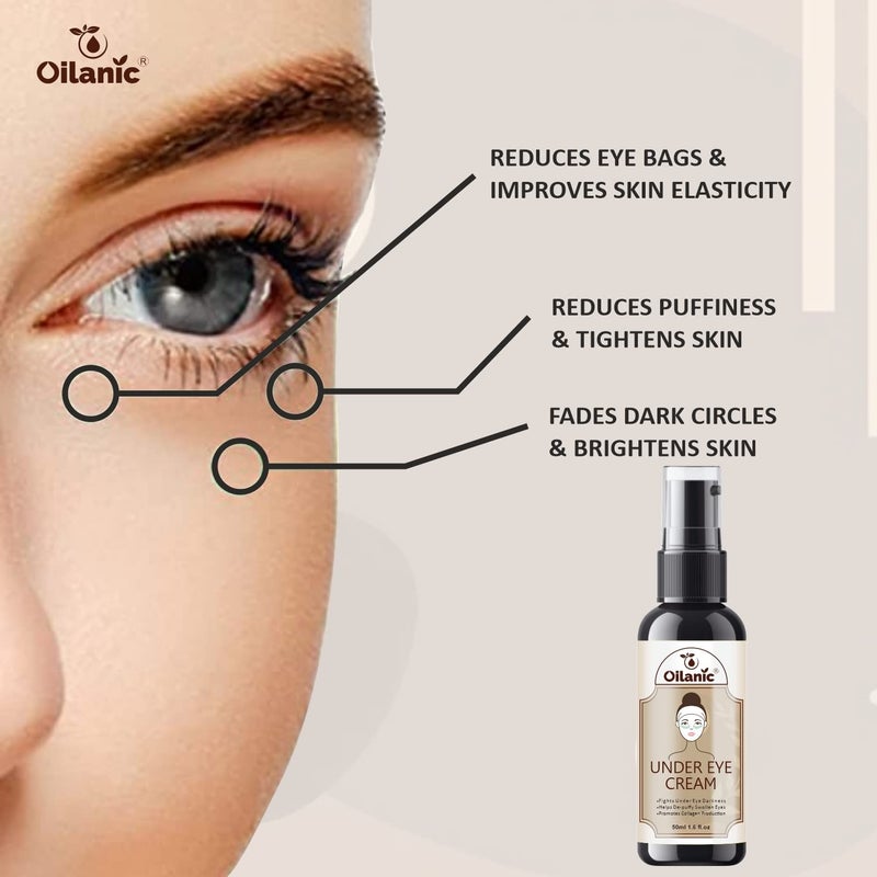 Oilanic Under eye cream for dark circles for women & men| Under eye cream for wrinkles & puffy eyes | Dark circle remover Pack of 4 of 50 ml - Image 3