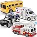 KIZONLY Emergency Vehicle Toys Toy Cars for Toddlers 13 with Police Car Fire Truck Ambulance School Bus Friction Powered Truck with Light and Sound Birthday Gift for Boys and Girls Age 312 - Image 2
