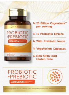CARLYLE Prebiotic  Probiotic  25 Billion Cfu  60 Capsules  For Women  Men  Powder Pills  Vegetarian Nongmo  Gluten Free Supplement  - Image 3