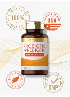 CARLYLE Prebiotic  Probiotic  25 Billion Cfu  60 Capsules  For Women  Men  Powder Pills  Vegetarian Nongmo  Gluten Free Supplement  - Image 5