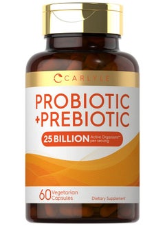 CARLYLE Prebiotic  Probiotic  25 Billion Cfu  60 Capsules  For Women  Men  Powder Pills  Vegetarian Nongmo  Gluten Free Supplement  - Image 1