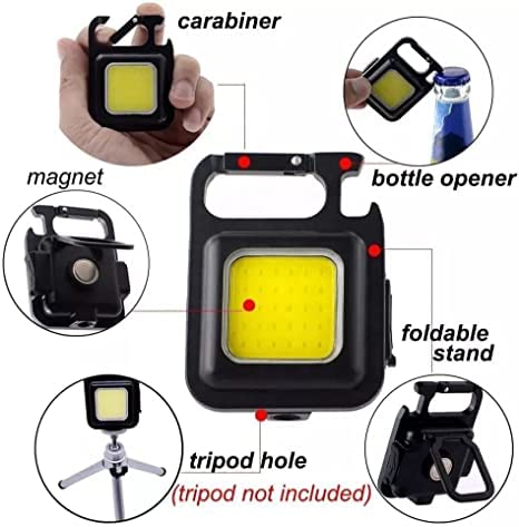 Latest Keychain LED Light 4Hours Battery Life with Bottle Opener Magnetic Base and Folding Bracket Mini COB 500 Lumens Rechargeable Emergency Light Square with 4 Modes Aluminum  - Image 3
