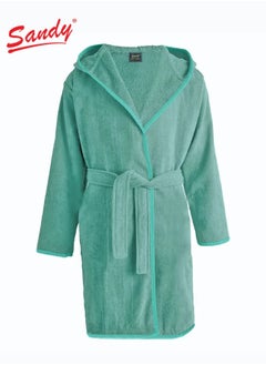 Sandy Sandy Kids Bathrobe with Hood, 100% Cotton Highly Absorbent, Unisex Plush Robe, Made in Egypt, Size S Tiffany  - Image 1