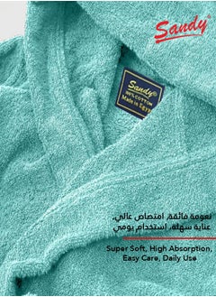 Sandy Sandy Kids Bathrobe with Hood, 100% Cotton Highly Absorbent, Unisex Plush Robe, Made in Egypt, Size S Tiffany  - Image 2
