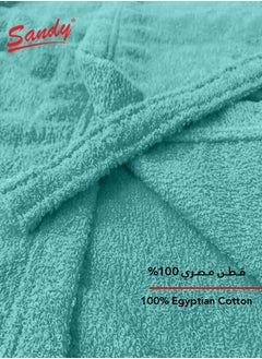 Sandy Sandy Kids Bathrobe with Hood, 100% Cotton Highly Absorbent, Unisex Plush Robe, Made in Egypt, Size S Tiffany  - Image 3