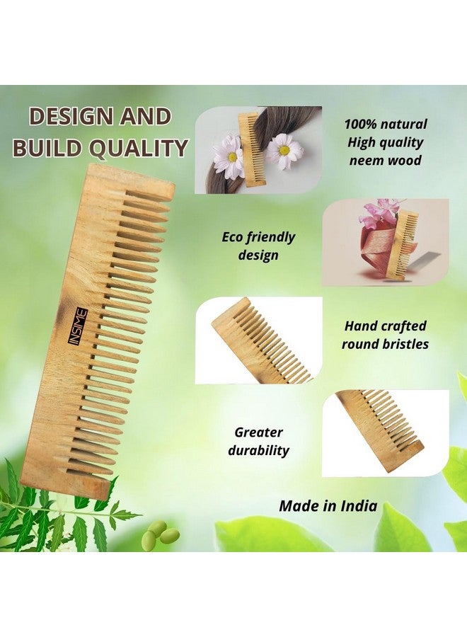 INSIME Neem Wooden Comb set | Hair comb set combo for Women & Men hair styling | Premium Kachi Neem wood Comb Kangi hair comb set for women | women hair growth comb set (Set of 5) - Image 2