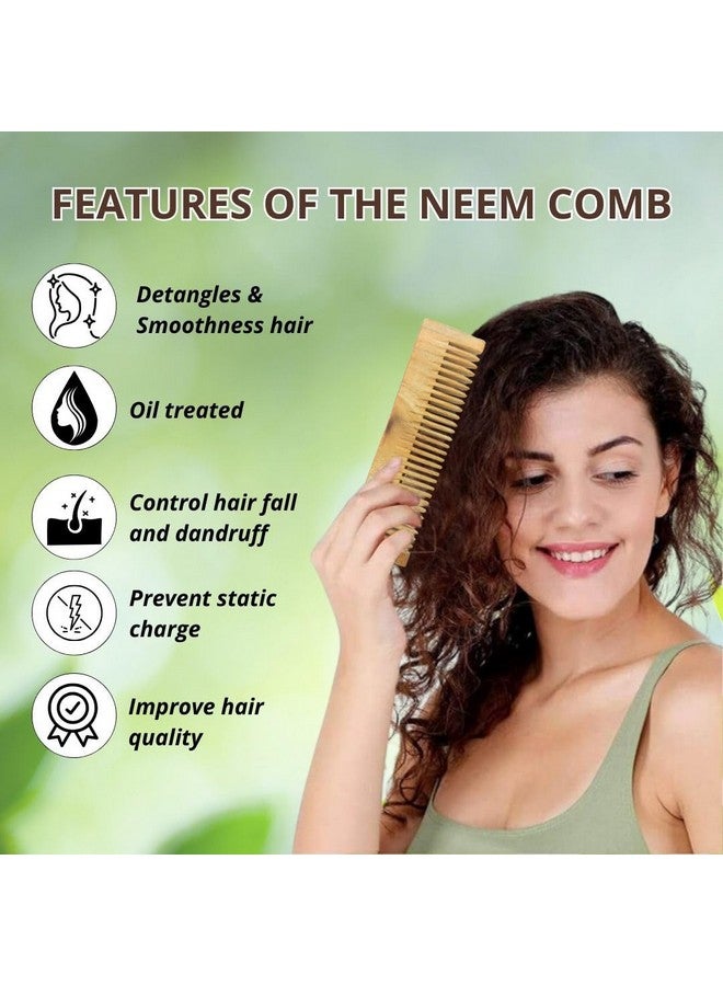 INSIME Neem Wooden Comb set | Hair comb set combo for Women & Men hair styling | Premium Kachi Neem wood Comb Kangi hair comb set for women | women hair growth comb set (Set of 5) - Image 3