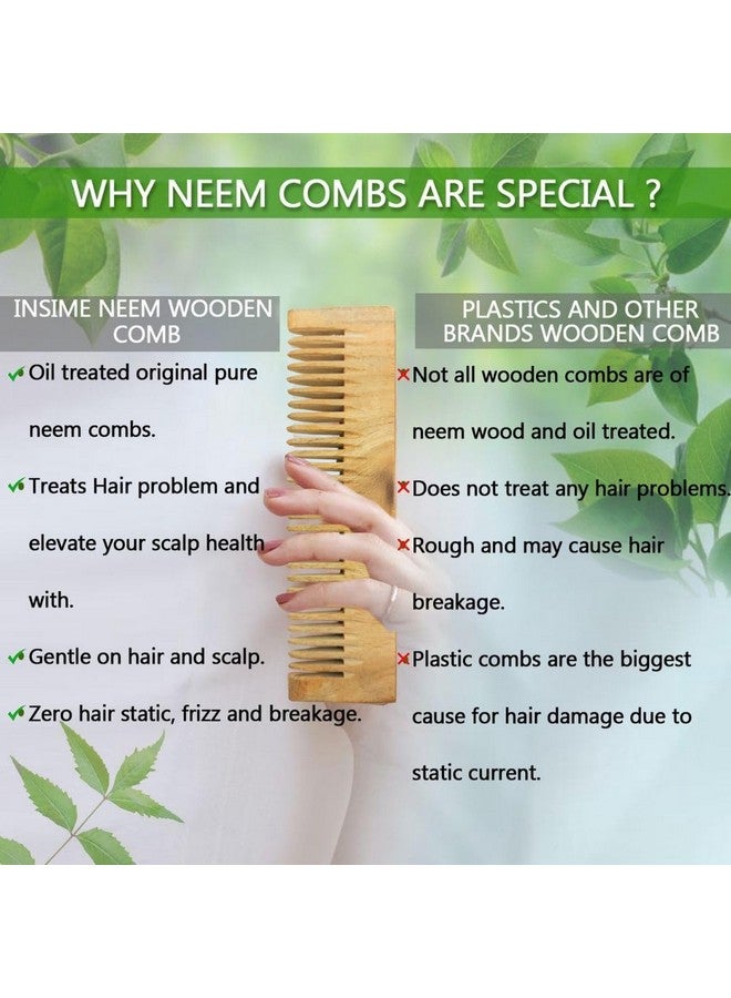 INSIME Neem Wooden Comb set | Hair comb set combo for Women & Men hair styling | Premium Kachi Neem wood Comb Kangi hair comb set for women | women hair growth comb set (Set of 5) - Image 5