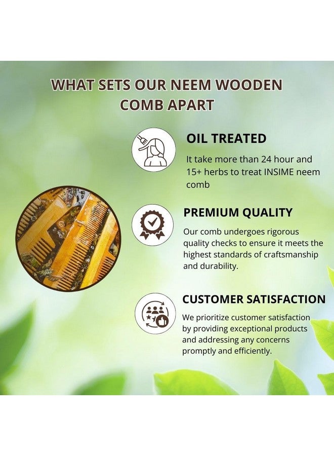 INSIME Neem Wooden Comb set | Hair comb set combo for Women & Men hair styling | Premium Kachi Neem wood Comb Kangi hair comb set for women | women hair growth comb set (Set of 5) - Image 4