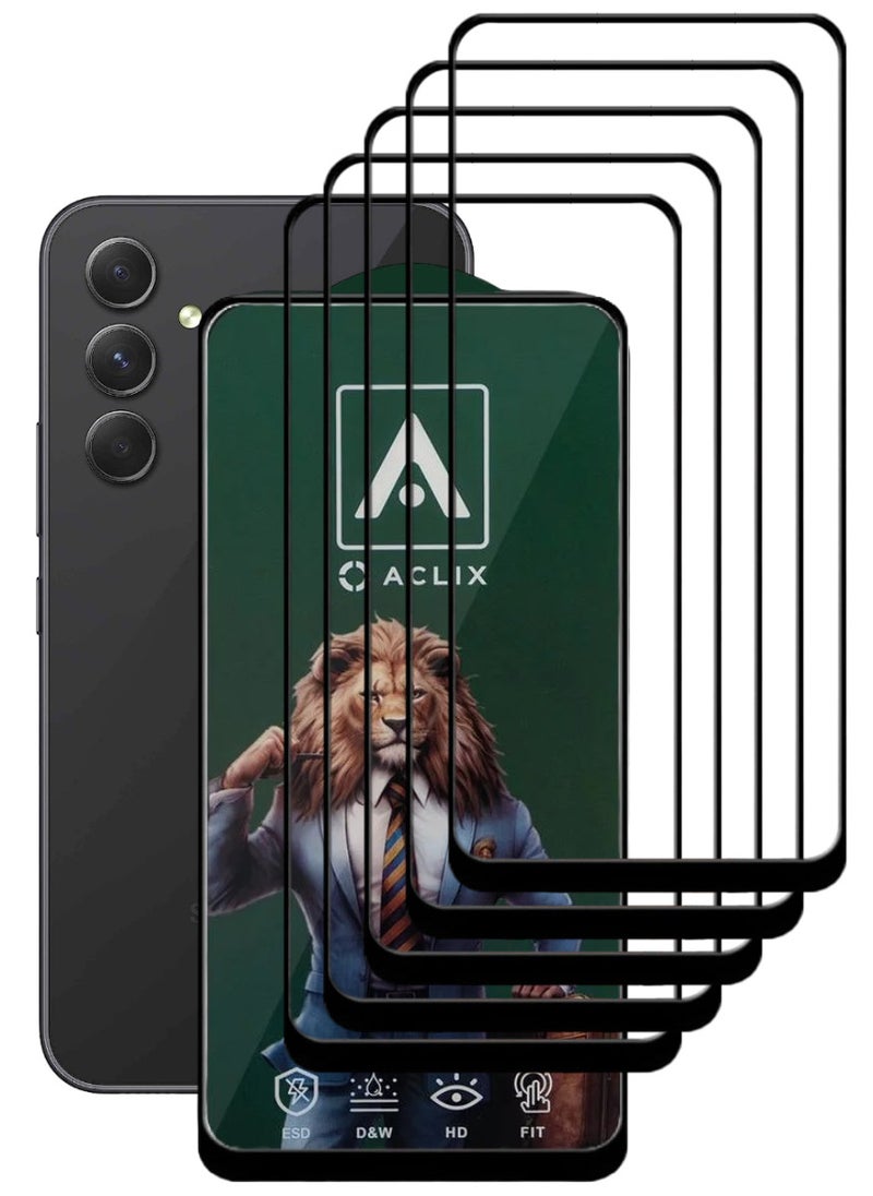 ACLIX 5 Pieces Antistatic ESD Dustproof Premium Quality High Definition Tempered Glass Screen Protector Designed For Samsung Galaxy A54 - Image 1