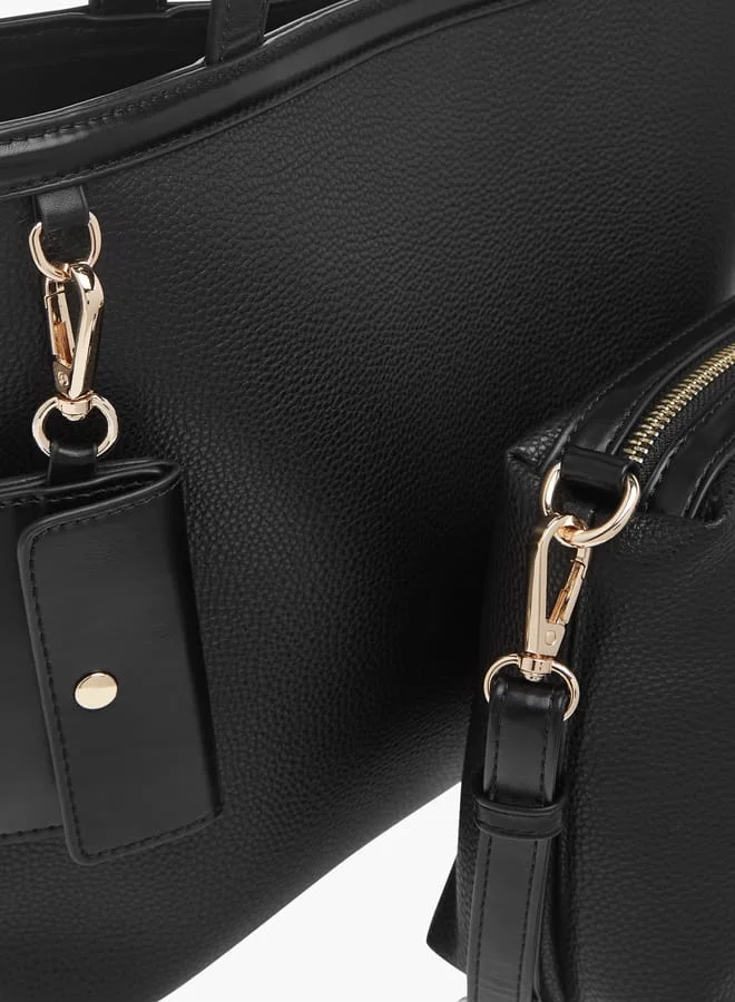 Flora Bella By Shoexpress Womens Monogram Textured Tote With Crossbody Bag And Detachable Coin Pouch
