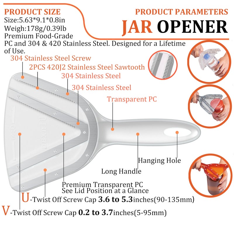 Uinxan Jar Opener for Weak Hand & Seniors with Arthritis,Easy Twist Off Bottle Caps,Patent | Unique Kitchen Gadgets,Handheld Lid Top Open for Elderly/Women/Men (Red) - Image 2