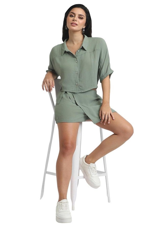 Forever 21 Women's Regular Fit Shirt (FWS24CWOF008501_Green - Image 5
