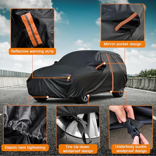 JAOGAUS Waterproof SUV Car Cover Custom Fit for 2016-2025 Nissan Kicks, All Weather Outdoor SUV Car Covers with Zipper Door, Windproof Bands Cover,Reflective Strip for Snow Rain Dust Cover,Sun UV Protection - Image 2
