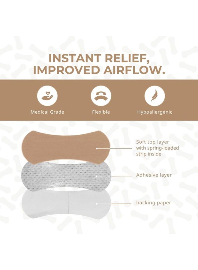 THYSOL Nasal Strips (60 ct) for Breathing - Nose Strips for Sports - Anti Snoring Solution & Nasal Congestion Relief Nose Tape for Sleeping - Universal Fit, Extra Strength for Sensitive Skin - Beige - Image 3