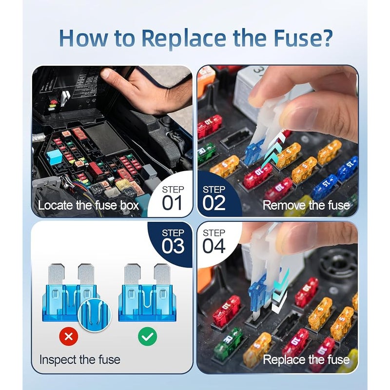 JOREST 360Pcs Car Fuse Assortment Kit, 160 Mini Blade Fuses Automotive + 90 Standard Auto Fuses + 50 Micro Fuse + 60 Micro2 – for RV/Truck/Motorcycle(2A 3A 5A 7.5A 10A 15A 20A 25A 30A 35A 40A) - Image 4