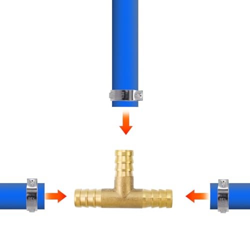 Antrader 3/8" Tee Brass Hose Barb Fitting, 3-Way PEX Pipe Union Fittings, 10-Pack - Image 3