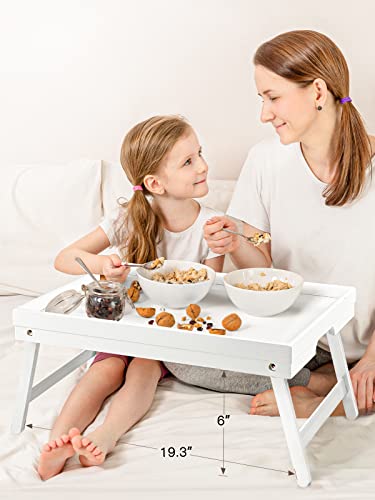 Pipishell Bamboo Bed Tray for Breakfast, Snack Table with Folding Legs for Eating, Sofa, Couch, Working by Pipishell (White) - Image 2