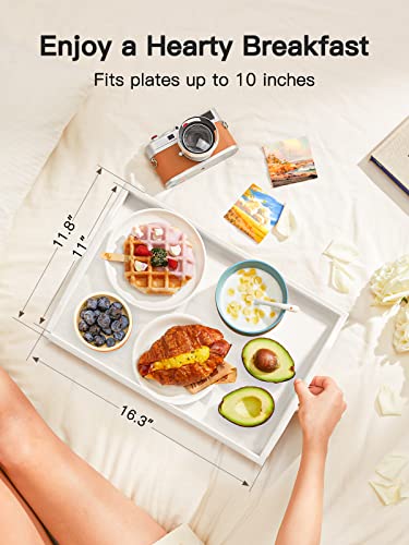 Pipishell Bamboo Bed Tray for Breakfast, Snack Table with Folding Legs for Eating, Sofa, Couch, Working by Pipishell (White) - Image 3