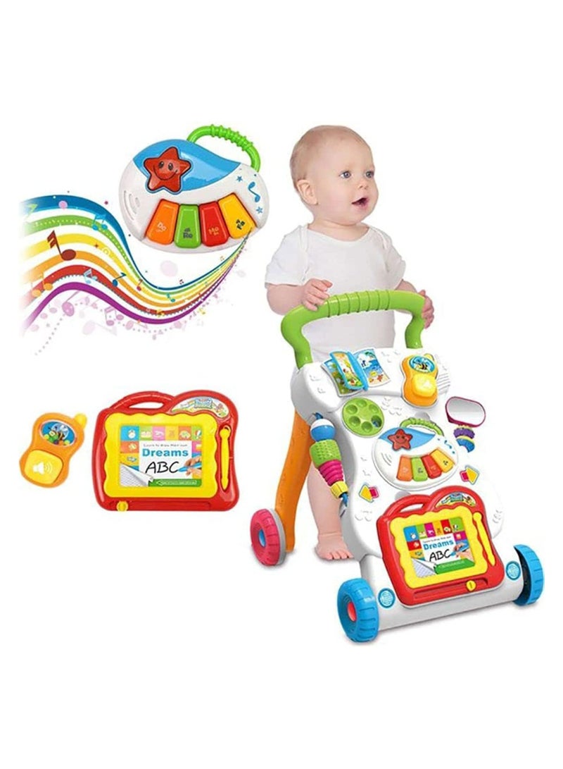 TOY GARDEN Baby Walker Toy with Light & Music for 9+ Months – Interactive Learning Walker for Babies, White - Image 1