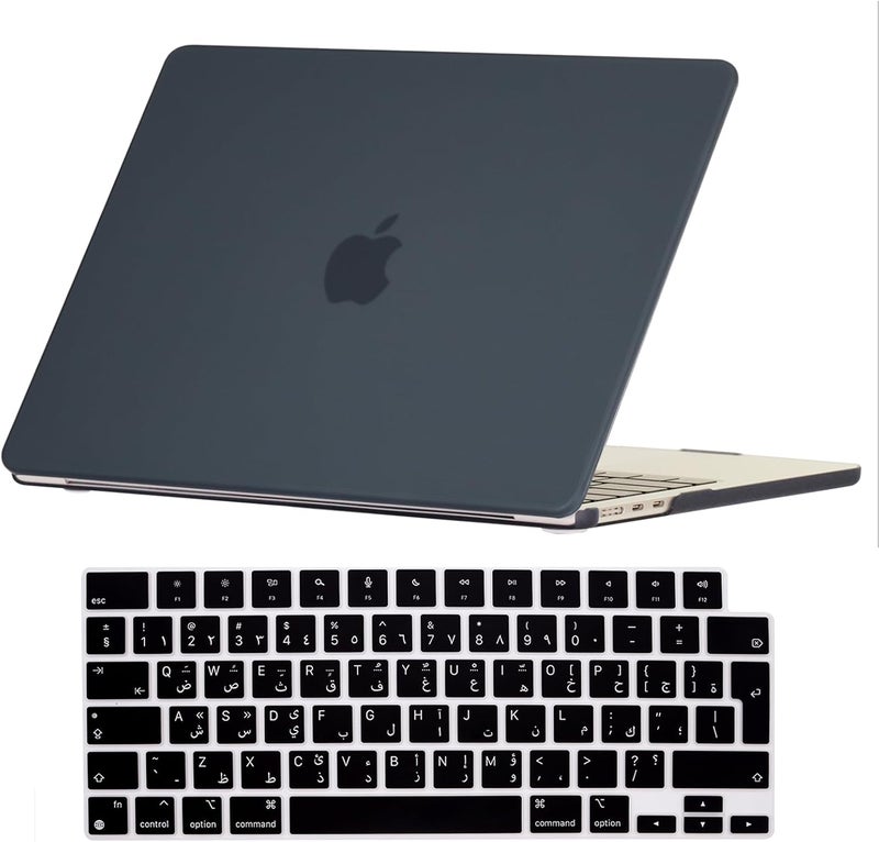 سيفن لاين متوافق مع حافظة MacBook Air 13 بوصة شريحة M2/M3/M4 2022-2025 لـ 13.6 بوصة موديل A2681/A3113/A3240 حافظة صلبة للكمبيوتر المحمول مع غطاء لوحة مفاتيح، (ألياف كربون) أسود - Image 1