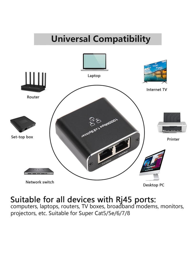 SYOSI - Ethernet Splitter High Speed, 1000Mbps Ethernet Splitter 1 to 2 (2 Devices Simultaneous Networking), Gigabit Internet Splitter with USB Power Cable, LAN Splitter for Cat 5/5e/6/7/8 Cable - Image 1