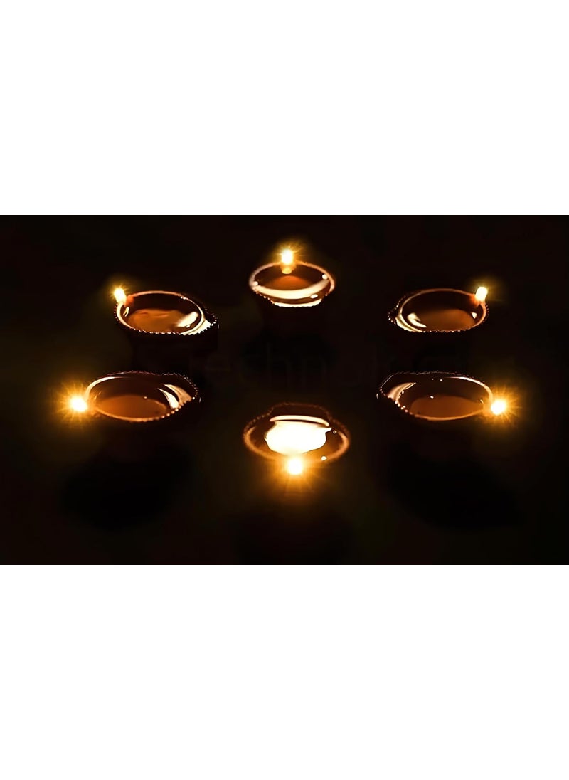 sculpmart sculpmart LED Plastic Water Sensor Diya Set of 6 Smokeless for Home and Diwali Decoration Yellow Light 