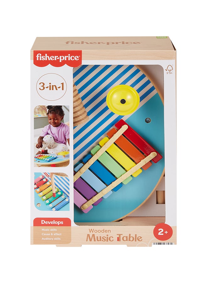 Fisher-Price - Wood Toddler Toy Musical Table, 3-Piece Wooden Percussion Instrument For Developmental Play Kids Ages 2+ Years - Image 1